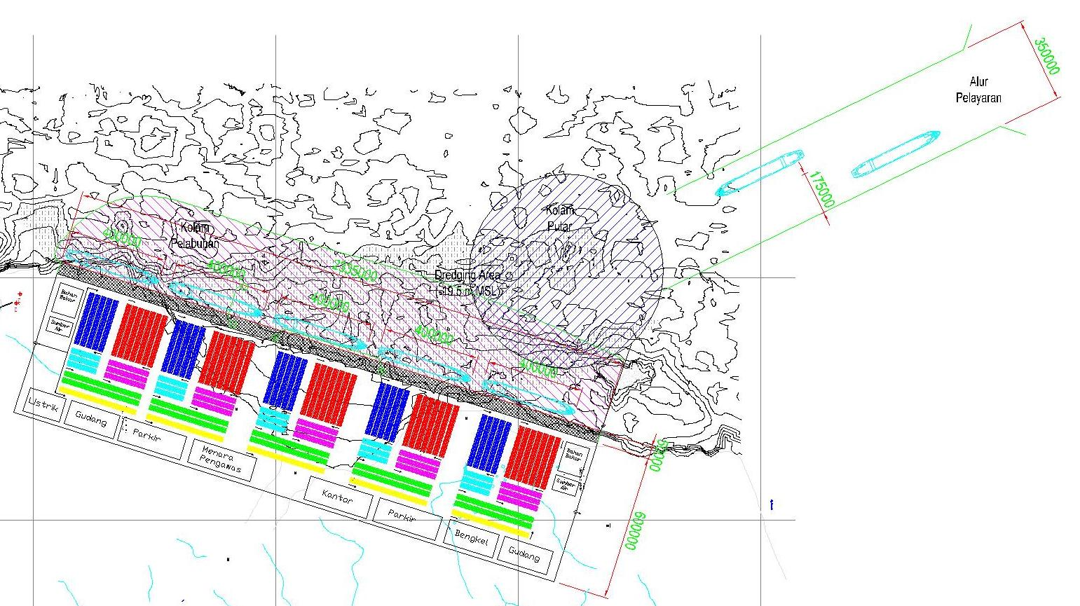 KESIMPULAN Hasil akhir pengerjaan laporan tugas akhir ini berupa desain layout perencanaan pelabuhan peti kemas.