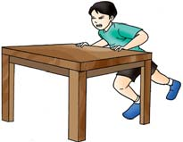 Langkah kerja 1. Tempatkan meja di tempat yang cukup luas. Misalnya, di depan kelas. 2. Doronglah meja tersebut olehmu ke depan. Perhatikan gerakan meja dan apa yang kamu rasakan? 3.