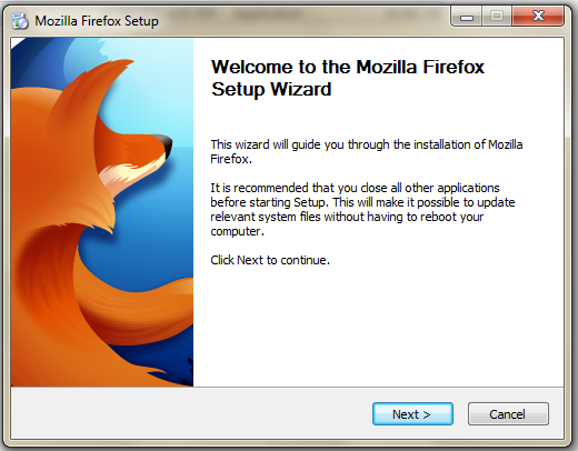 Langkah berikutnya instal Mozilla Firefox 8.0.
