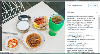 3 diatas merupakan salah satu kiriman bentuk promosi dilakukan restoran Mujigae di instagram yaitu berupa foto produk Mujigae yang
