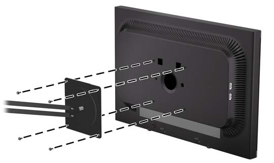 Memasang Monitor Panel monitor dapat dipasang ke dinding, lengan ayun, atau peranti pemasangan lain.