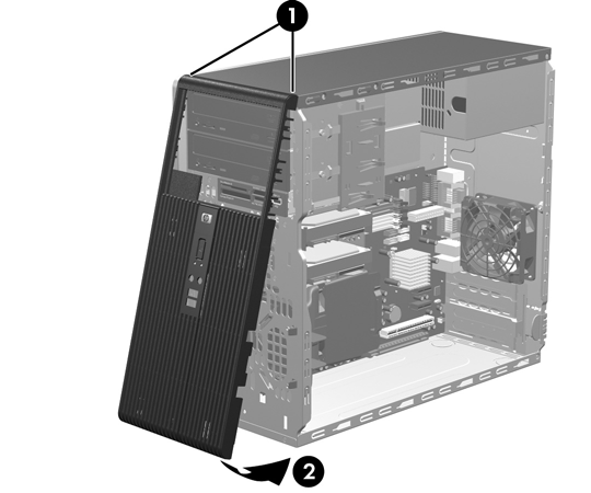 Mengganti Bezel Depan Tempatkan chassis komputer pada posisi tegak.