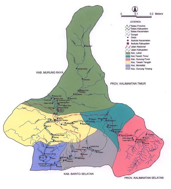 Peta Administrasi Luas 830.000 Ha, terdiri dari 6 kecamatan, 10 kelurahan dan 89 desa.