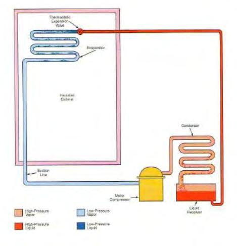 Gambar 2.3 Sistem Refrigerasi Kompresi Uap (Sumber Gambar: Althouse, Modern Refrigeration and Air Conditioning Hal.