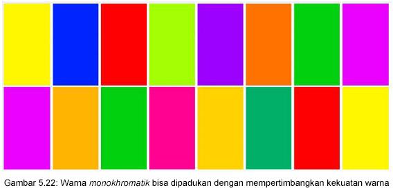 2. Susunan Warna Kontras (Komplementer): Warna Kontras merupakan warna yang saling berhadapan pada lingkaran warna.