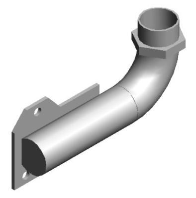 Gambar 12. Saluran masuk gas buang 2. Muffler Muffler terbuat dari pipa besi berdiameter 42 mm dengan tebal 0.8 mm.