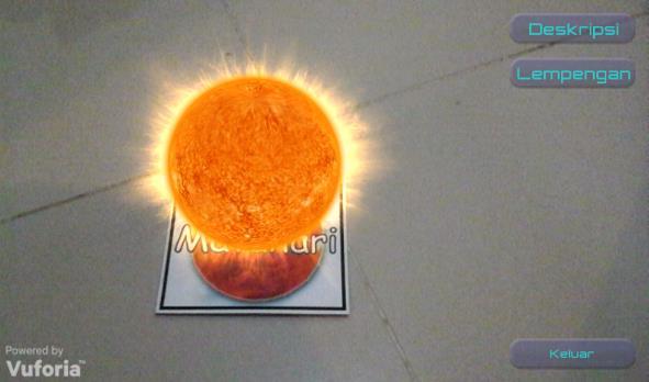 Gambar 4-12 Marker dan Object 3D Matahari Gambar diatas adalah hasil scanning marker matahari yang memunculkan objek