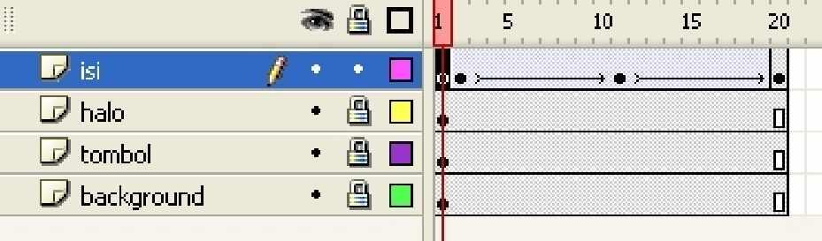 Caranya klik kanan pada layer isi di antara frame 2 dan 10, kemudian pilih menu Create Motion Tween.