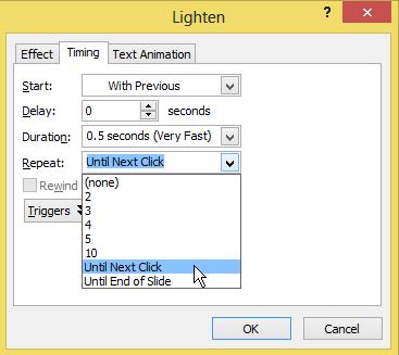 Pada Animation Pane klik kanan pada TextBox, lalu pilih Effect Options.