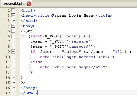 8 dan 4.9 Program 4.8 akan menampilkan form login sederhana yang terdiri dari inputan username dan password.