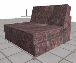 Seleksi lagi sofa melalui bidang 3D Window > pilih jenis material Stn-Marble Pink pada