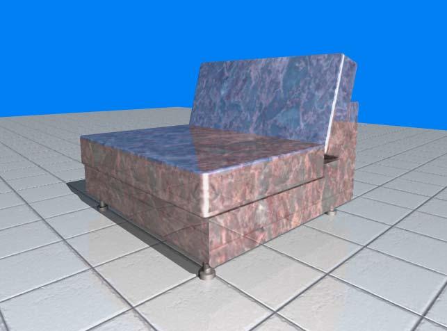 j. Lakukan rendering dengan tekan F3 untuk melihat karekteristik material sofa seperti halnya foto. Gambar 1.17 Hasil rendering sofa 1.