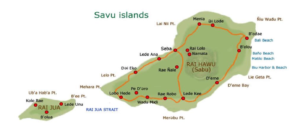 Letak Kabupaten Sabu Raijua, Nusa Tenggara Timur Luas wilayah terbesar adalah kecamatan Sabu Barat, dengan luas wilayahnya yang mencapai 185,16 km2, sedangkan lima kecamatan lainnya