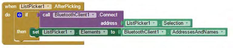 53 Pada Gambar 3.17 menjelaskan bahwa Listpicker akan menampilkan daftar device bluetooth yang sudah pairing dan device bluetooth yang aktif. Gambar 3.18 After picking listpicker Pada Gambar 3.