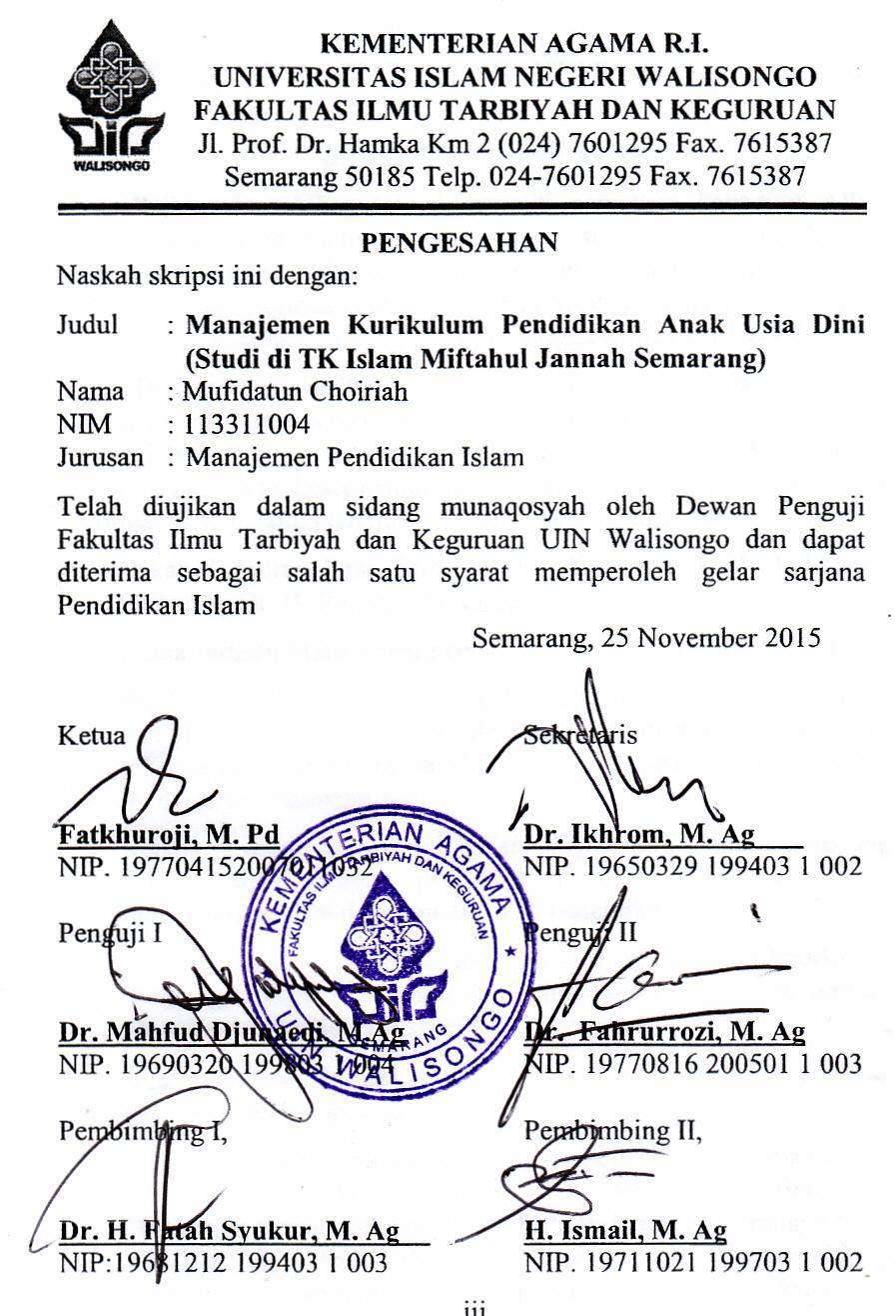 Manajemen Kurikulum Pendidikan Anak Usia Dini Studi Di Tk Islam Miftahul Jannah Semarang Pdf Free Download