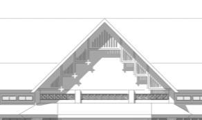 menonjol Letak dikelompokkan bidang dinding bukaan pada Sun Shading untuk bukaan yang menghadap kearah barat Atap Penyelesaian atap dapat