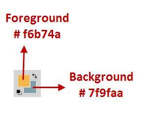 Langkah 29 Ubah warna Foreground menjadi # f6b74a dan background # 7f9faa, buat