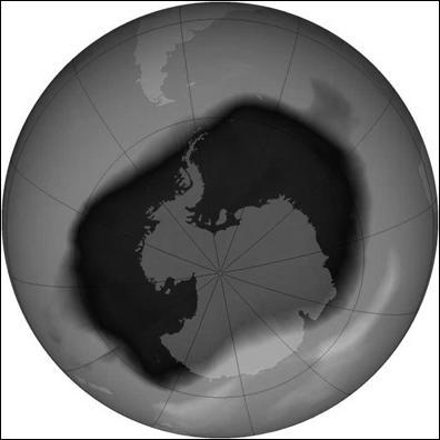 Gambar Lubang ozon pada 21-30 September 2006 mencapai 10,6 juta mil persegi, hampir sama dengan rekor tertinggi pada tanggal 9 September 2000 yang mencapai 11,4 juta mil