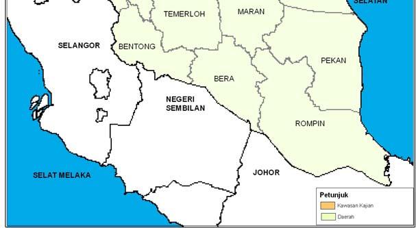 98% daripada keluasan Negeri Pahang dan bersempadan dengan negeri Perak dan Kelantan (Rajah 1.1).