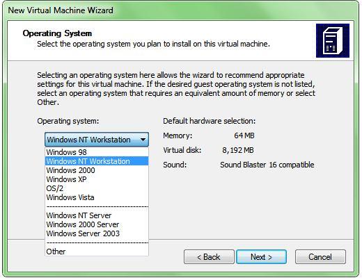 Membuat PC Baru 1. Dari menu Virtual PC Console (seperti Gambar 1.1) klik tombol New 2. Tampilan layar New Virtual PC Wizard, Klik tombol Next 3.