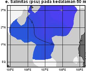 barat laut dengan salinitas > 33,5 psu yang