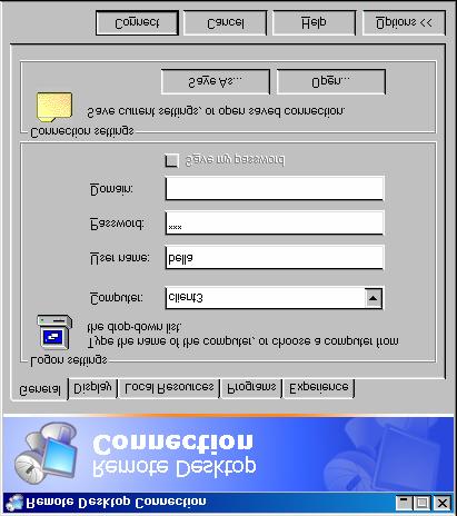Windows XP Professional 34 Kotak dialog Remote Desktop Connection 1.