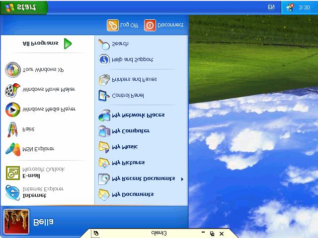menampilkan background, lalu klik Connect sehingga Desktop Windows XP Professional