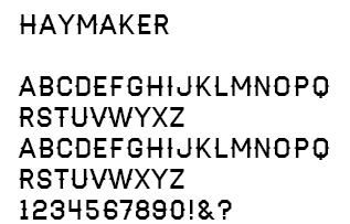 68 Gambar 5.11 5.2.4.6 Typeface/ Jenis Huruf Haymaker Digunakan untuk seluruh headline buku.