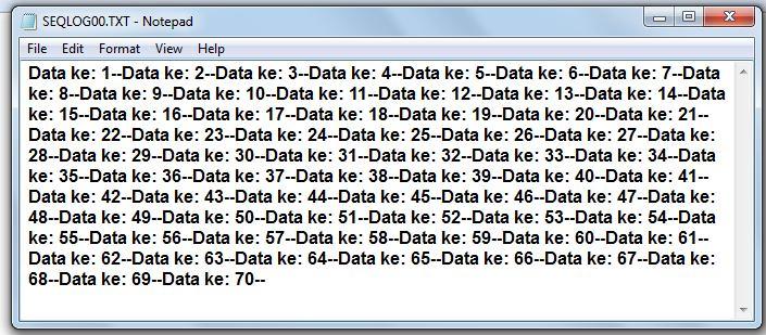 66 Gambar 4.7 Tampilan file SEQLOG00.TXT Tabel 4.2 Sampel hasil pengujian sekuensial modul openlog data logger No.
