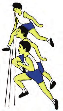 persiapan : berdiri menghadap arah gerakkan pada garis lurus, badan tegak, kedua lengan di samping badan, kedua sikut ditekuk, jarak tempuh 10-15