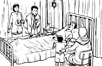 . Encik Mustafa dan isterinya sampai di hospital melawat ayahnya yang