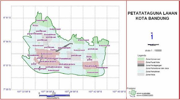 Bab IV Gambaran Umum Daerah Studi IV.1 Umum Kota Bandung yang merupakan ibukota propinsi Jawa Barat terletak pada 107 o 36 Bujur Timur dan 6 o 55 Lintang Selatan.