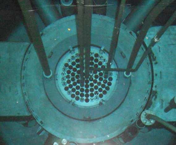 Bahan bakar tersusun dalam teras atau core yang ditempatkan di dalam tangki alumunium berisi air sebagai pendingin dengan diameter 19
