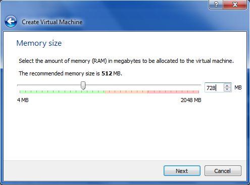 4. Muncul jendela pengaturan alokasi memori RAM untuk Virtual Machine kita, recomendasinya adalah 512 MB, Anda bisa mengatur sesuai spesifikasi kemampuan RAM komputer/laptop Anda.