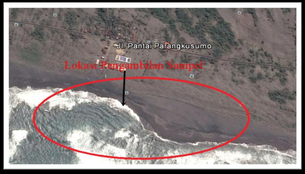 21 Gambar 4.3 Lokasi Pengambilan Sampel di pantai Parang Kusumo Penelitian ini dilakukan pada bulan April-Mei 2016.