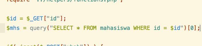 PHP versi 5 (XAMPP terbaru), jika PHP kalian masih versi lama (XAMPP terinstall sejak kuliah BASDAT), maka gunakan sintaks berikut: - Menampilkan data ke dalam