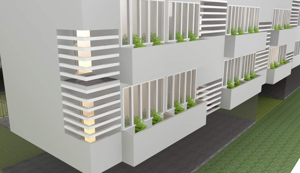 5.4 Aplikasi Konsep Perancangan International Student Housing 5.4.1 Shading Shading menggunakan Horizontal shade dan juga balkon.
