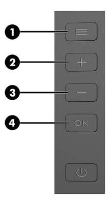 Menetapkan tombol Fungsi Tekan salah satu dari tiga tombol bezel mengaktifkan tombol dan menampilkan ikon di atas tombol. Ikon dan fungsi tombol standar pabrik ditunjukkan di bawah ini.
