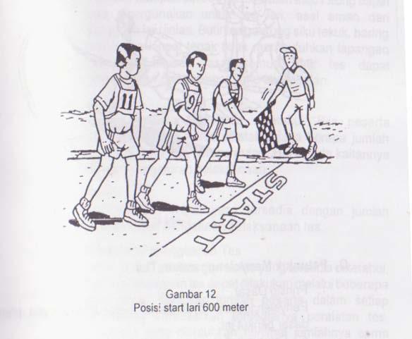 b. Pada aba-aba Ya peserta lari menuju gaaris finis dengan menempuh jarak 600 meter ( lihat gambar 12 ) Lampiran 10.