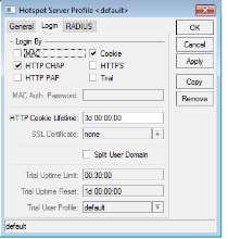 2. Memilih metode login Klik IP Pilih Hotspot Pilih tab Server Profil Doble klik nama hotspot Pilih tab login