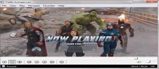 Gambar 13. Video trailer film The Avengers berdurasi 16 detik Hasil video setelah dilakukan enkripsi menggunakan aplikasi yang telah dibangun dapat dilihat pada Gambar 13. Gambar 14.