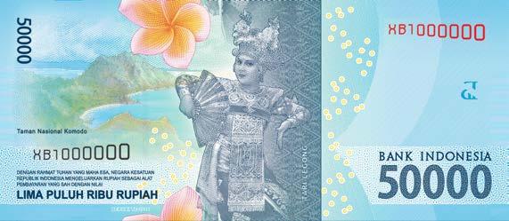 Nasional Komodo (NTT) Bunga Jepun Bali (Bali) Ukuran: 149 mm x 65 mm Bahan: Kertas khusus terbuat dari
