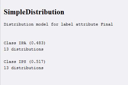 3. Simple Distribution Dari hasil pemodelan didapatkan simple distribution model untuk label atribut final dari masing masing kelas IPA dan IPS. Gambar 4.