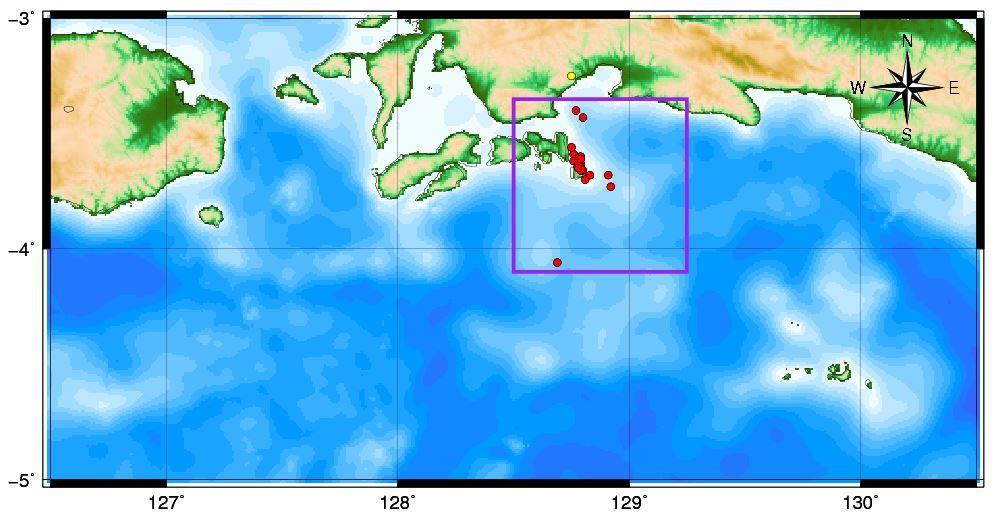 Pemetaan Sesar Nusa Laut Berdasarkan Hiposenter Gempa Bumi Nusa Laut. FB-15 Gambar 2.Ploting data seismisitas.