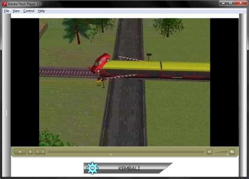 simulasi kecelakaan kereta api dengan mobil