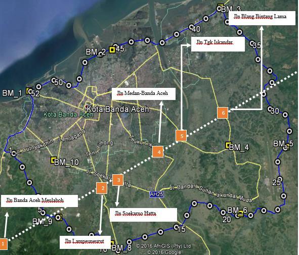 Sedangkan data primer yang dikumpulkan meliputi geometrik jalan, kecepatan lalulintas, dan volume lalulintas ruas-ruas jalan Kota Banda Aceh.