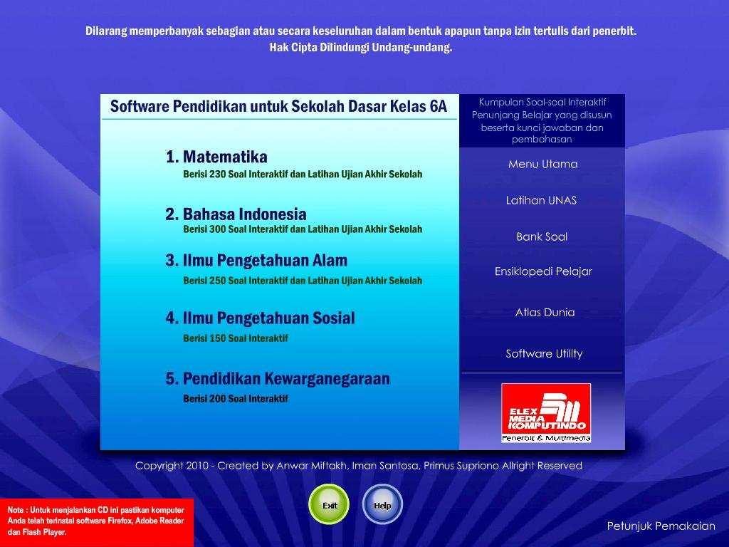 74 Bahasa Indonesia, Ilmu Pengetahuan Alam, Ilmu Pengetahuan Sosial, dan Pendidikan Kewarganegaraan juga terdapat dalam aplikasi ini. Gambar 3.23.