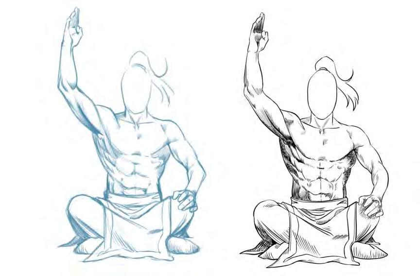 Gambar 4. 12 Kemudian Mr. Park memberikan sketsa body human. Dimana mengharuskan praktikan berlatih arsiran membentuk body man yang proporsional.