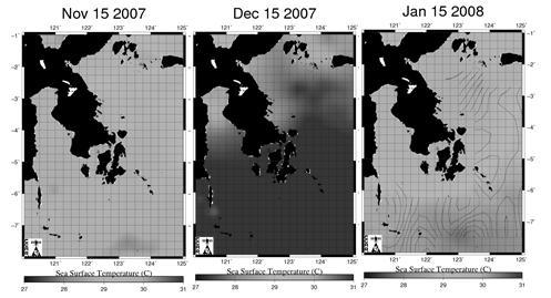 Fenomena upwelling di perairan Laut Banda biasanya berlangsung sepanjang musim Timur. Namun demikan, peristiwa upwelling tidak terjadi pada musim Barat, seperti terlihat pada Gambar 2. Gambar 1.