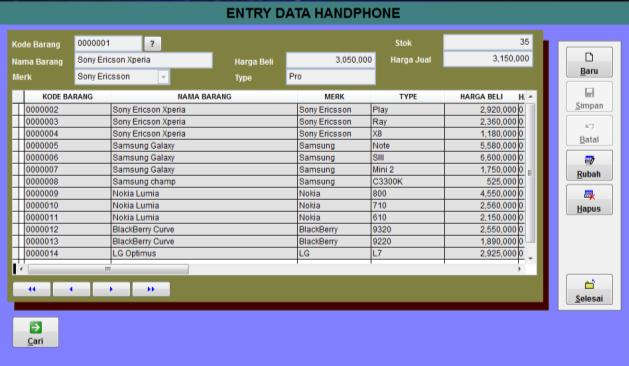 4.6 Form Data Barang Form ini digunakan untuk mengolah data barang yang ada di